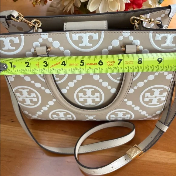 Tory Turch T Monogram Square Shoulder Bag Contrast Embossed purse medium NWOT - Picture 9 of 11